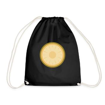 sliced pineapple - Drawstring Bag - black - Front