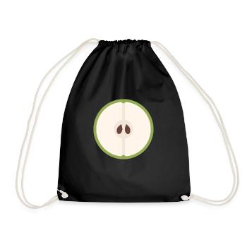 aufgeschnittener grüner Apfel - Turnbeutel - Schwarz - Vorne
