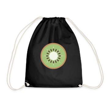 aufgeschnittene Kiwi - Turnbeutel - Schwarz - Vorne