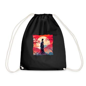 Japan Moonshine Geisha #1 - Drawstring Bag - black - Front