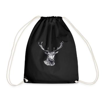 Deer - Drawstring Bag - black - Front