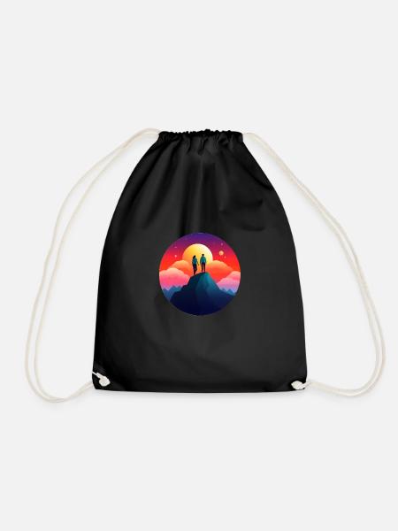 Summit in space - Drawstring Bag - black