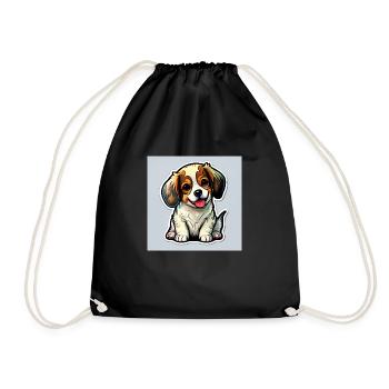 Beagle puppies with cute cap dog owners - Drawstring Bag - black - Front