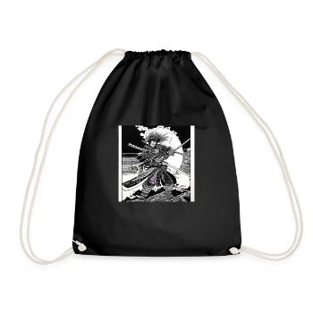 schwarz weiß Manga Anime Samurai Japan Otaku - Turnbeutel - Schwarz - Vorne
