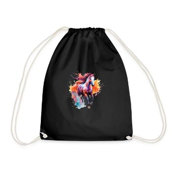 colorful water horse painting - Sac de sport léger - noir - Devant