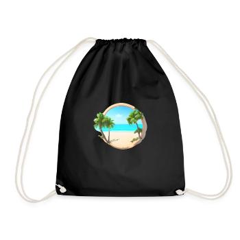 Summer Holiday Palm Tree Sun Palm Islands Island Beach - Drawstring Bag - black - Front
