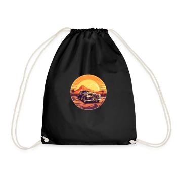 Vintage car - Drawstring Bag - black - Front