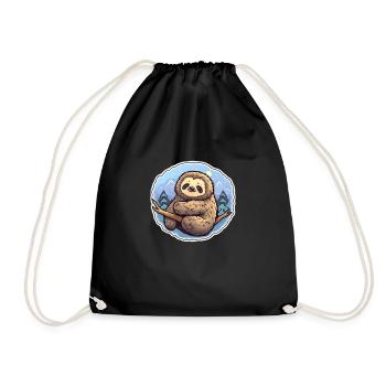Sloth Relaxation - Drawstring Bag - black - Front