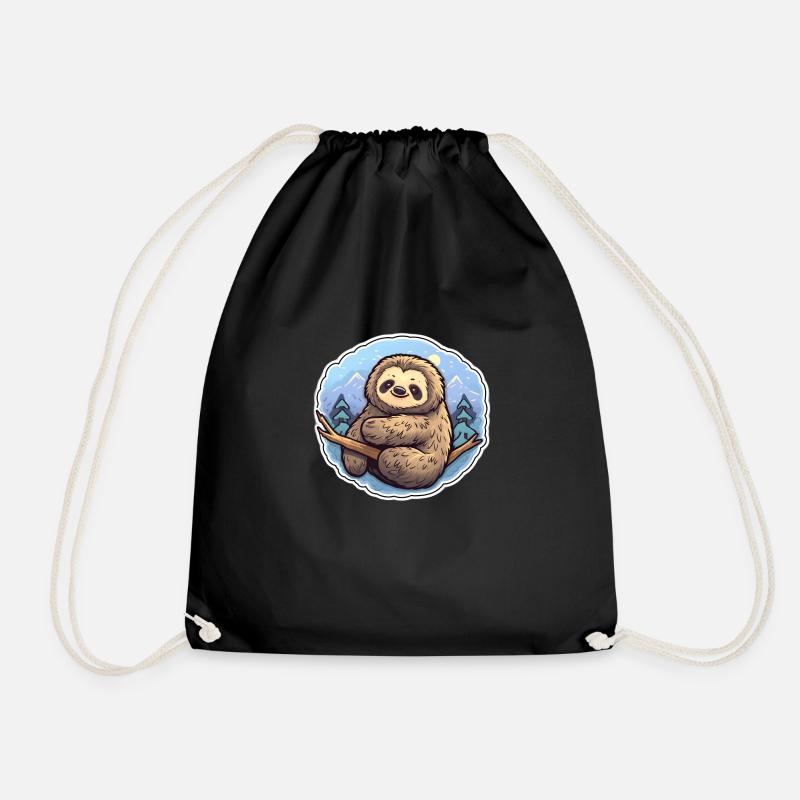 Sloth Relaxation - Drawstring Bag - black