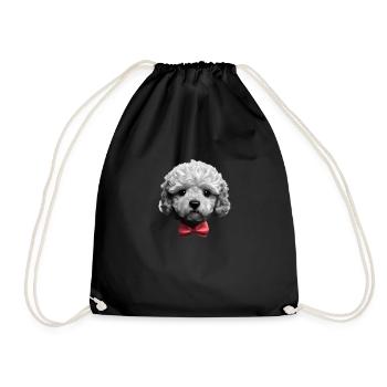 Caniche avec nœud papillon Propriétaire de chien Chiot caniche - Sac de sport léger - noir - Devant