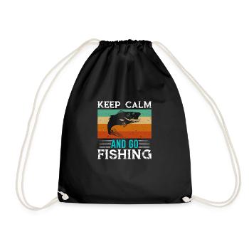 Keep Calm and go Fishing - Drawstring Bag - black - Front