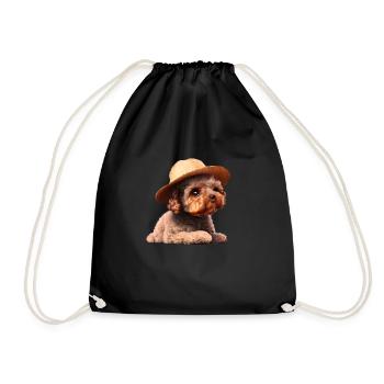 puppy poodle dog owner poodle puppy dog love - Drawstring Bag - black - Front