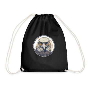 Eagle with sunglasses, falcon, bird - Drawstring Bag - black - Front