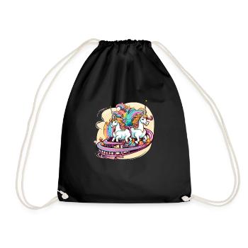 Unicorns at the amusement park - Drawstring Bag - black - Front