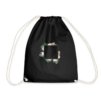 Modern Blumen Tropic personalisierbar - Turnbeutel - Schwarz - Vorne