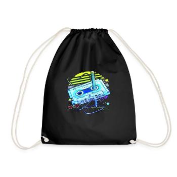 80er Jahre Retro Vintage lustig 70er Jahre Nostalgie Musik Liebe - Turnbeutel - Schwarz - Vorne