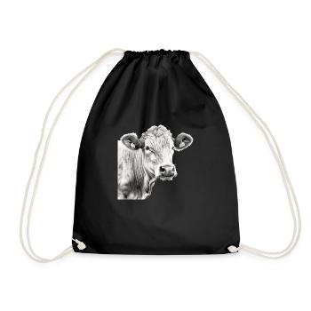 The cow in pencil n°3 - Drawstring Bag - black - Front