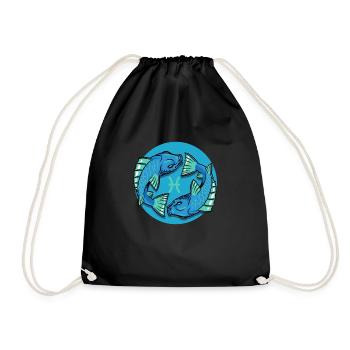 Zodiac - Star Sign - Pisces - neg - Turnbeutel - Schwarz - Vorne