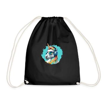 Happy Unicorn - Turnbeutel - Schwarz - Vorne