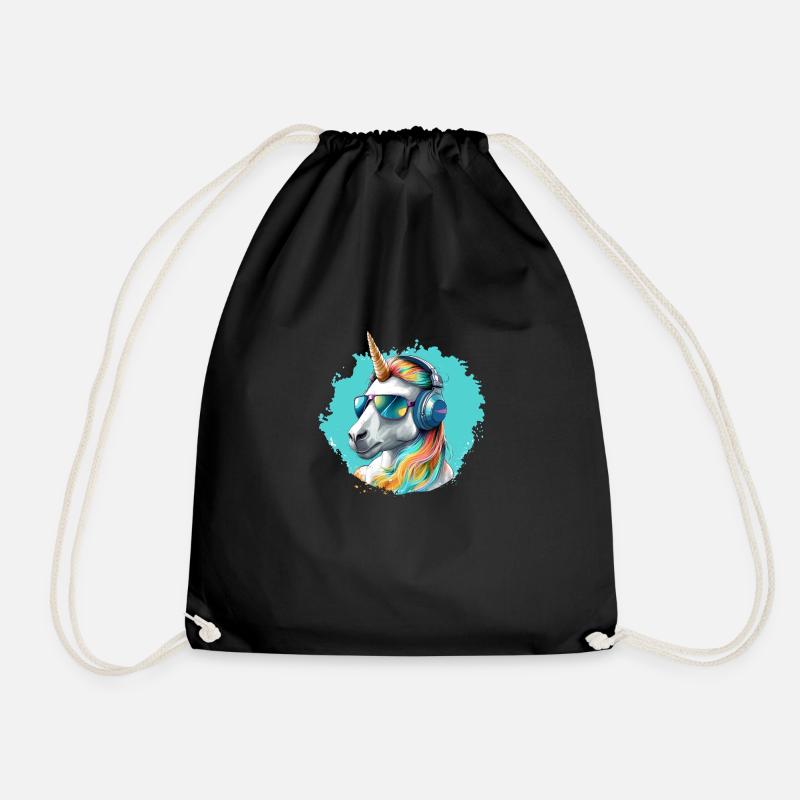 Happy Unicorn - Turnbeutel - Schwarz