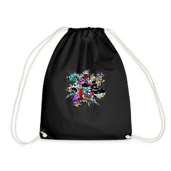 Graffiti style Splash hip hop colors painter color - Drawstring Bag - black - Front