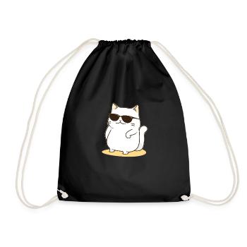 Rockende Katze mit Sonnenbrille - Turnbeutel - Schwarz - Vorne