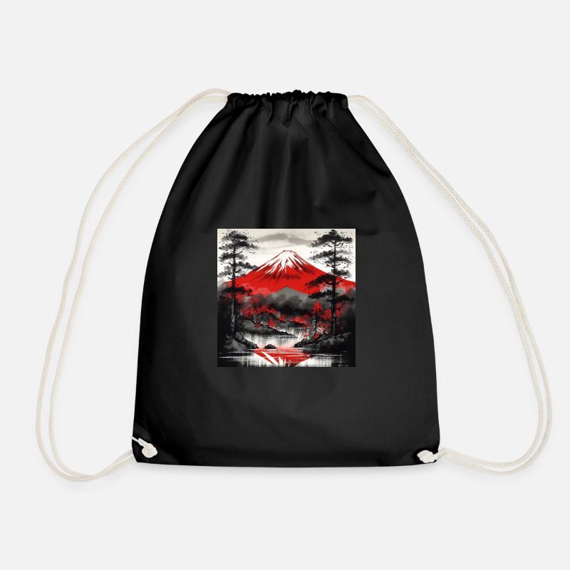 Mount Fuji and its magic - Drawstring Bag - black