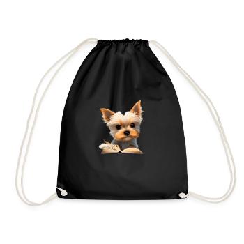 Yorkshire Terrier Dog Owner Read Book Dog - Drawstring Bag - black - Front