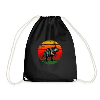 T Rex Dino dans Sunset Retro - Sac de sport léger - noir - Devant