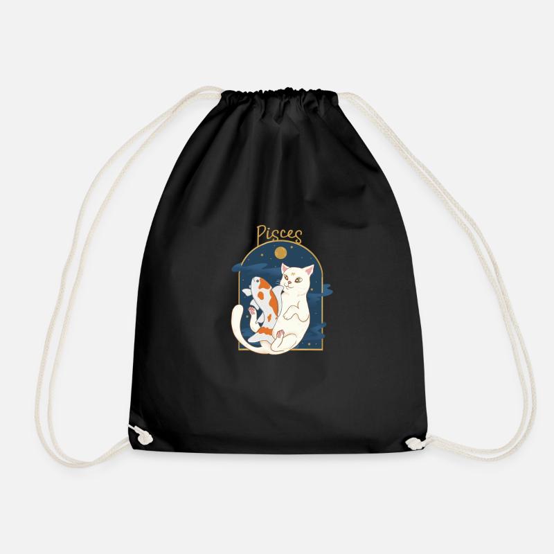 Pisces Zodiac Sign Cat - Turnbeutel - Schwarz