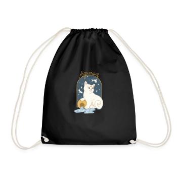 Aquarius Zodiac Sign Cat - Turnbeutel - Schwarz - Vorne