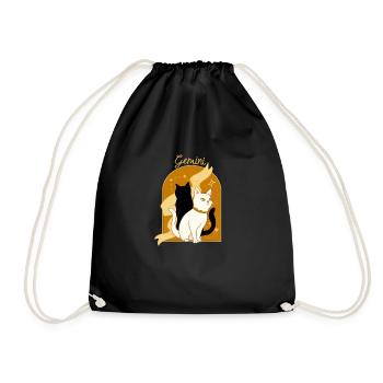 Gemini Zodiac Sign Cat - Turnbeutel - Schwarz - Vorne