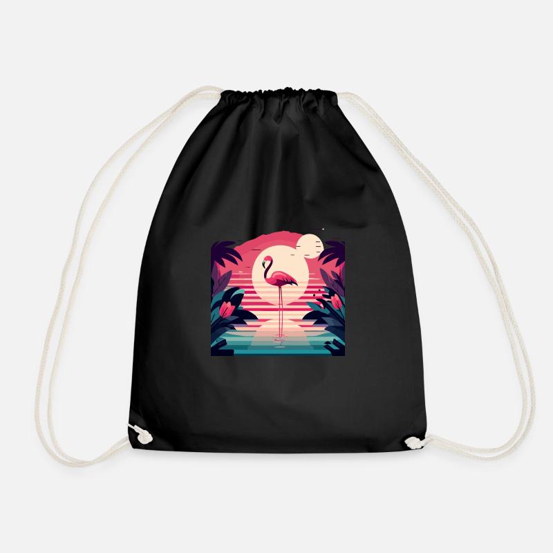 Flamingo Paradis - Miami Style - Turnbeutel - Schwarz