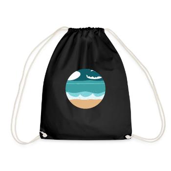 Plage avec Waves Illustration - Sac de sport léger - noir - Devant