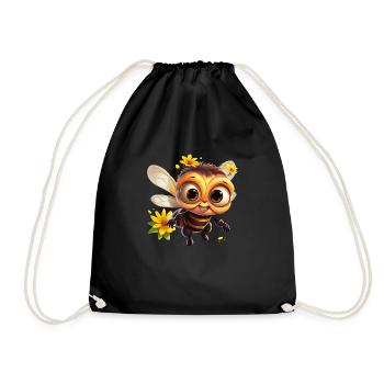 Funny honey bee - Drawstring Bag - black - Front