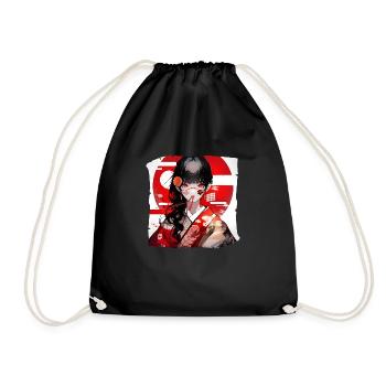Fille japonaise Rouge Blanc - Sac de sport léger - noir - Devant