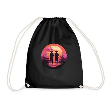 Synthwave japon hommes traditionnels - Sac de sport léger - noir - Devant