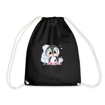 süßes Pinguin Mädchen - Turnbeutel - Schwarz - Vorne