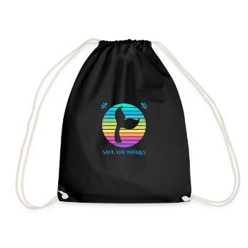 Save the whales - Drawstring Bag - black - Front