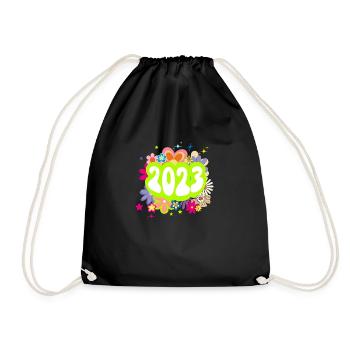 Jahr 2023 Jubiläum Floral Groovy - Turnbeutel - Schwarz - Vorne