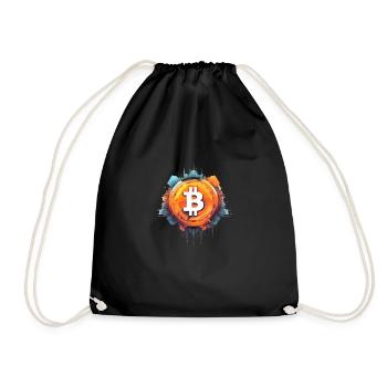 Bitcoin Logo color splash orange green - Turnbeutel - Schwarz - Vorne