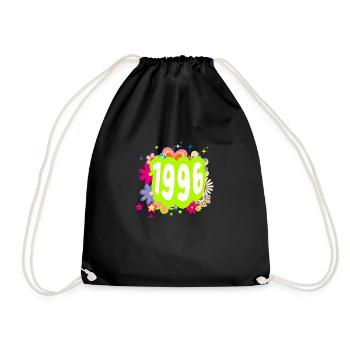 Jahr 1996 Jubiläum Groovy blumig - Turnbeutel - Schwarz - Vorne