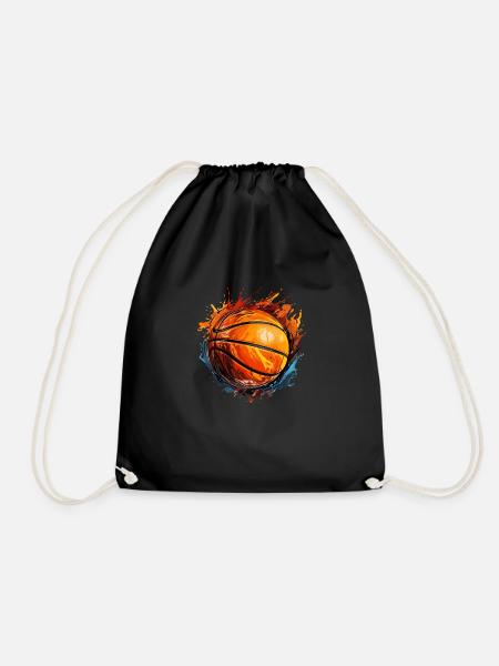 Basket-ball avec clipart de flammes colorées - Sac de sport léger - noir