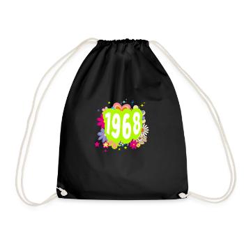 Jahr 1968 Jubiläum Floral Groovy - Turnbeutel - Schwarz - Vorne