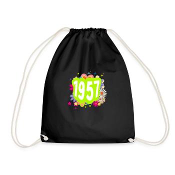 Jahr 1957 Jubiläum Floral Groovy - Turnbeutel - Schwarz - Vorne