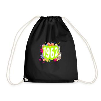 Jahr 1962 Jubiläum Floral Groovy - Turnbeutel - Schwarz - Vorne