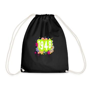 Jahr 1948 Geburtstag Groovy Blumen - Turnbeutel - Schwarz - Vorne