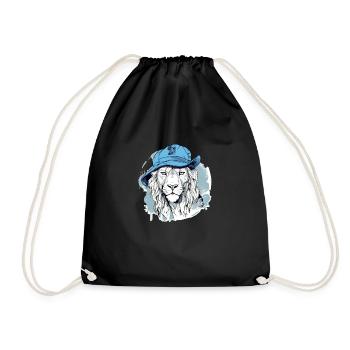 Vikou the Blue Lion - Drawstring Bag - black - Front