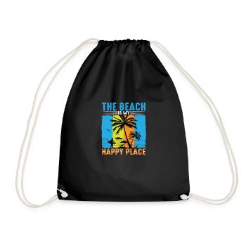The Beach is my Happy Place - Drawstring Bag - black - Front