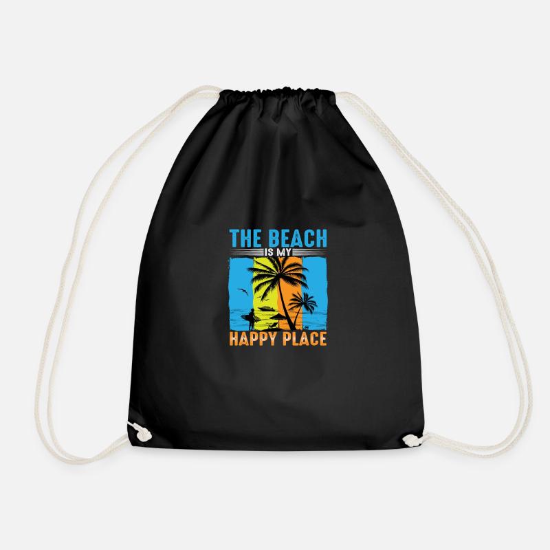 The Beach is my Happy Place - Turnbeutel - Schwarz